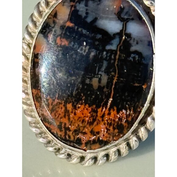 Vintage 70's Navajo Petrified Wood Sterling Ring Size 6.25 - Picture 3 of 16